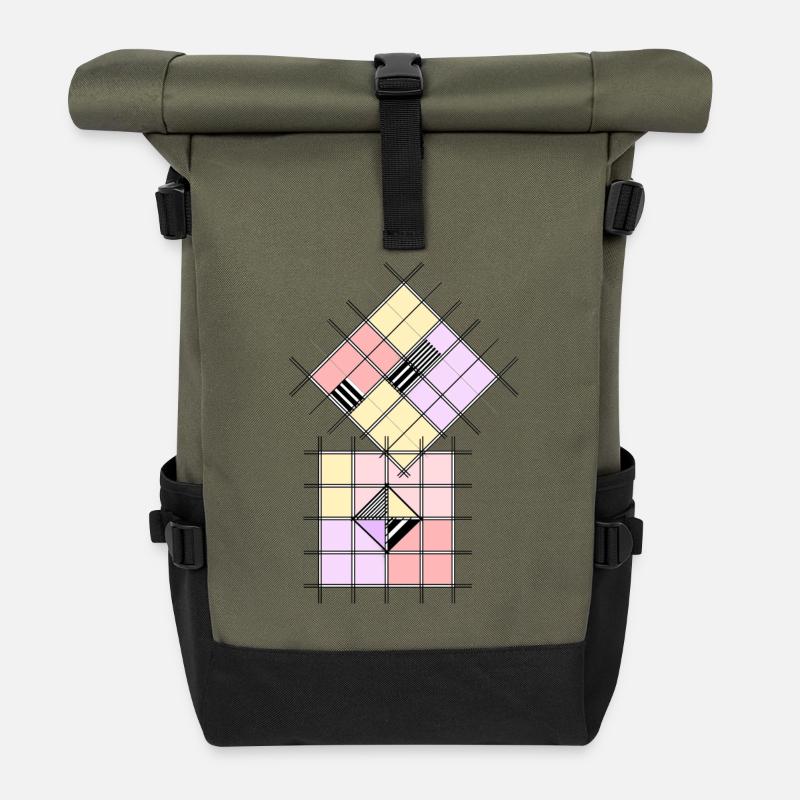 Forme géométrique - Sac à dos roll top - olive/noir