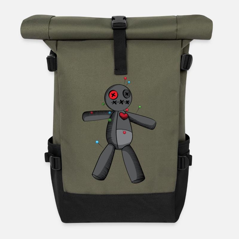 Phasmophobia Voodoo Puppe in schwarz - Rolltop Rucksack - Olive/Schwarz