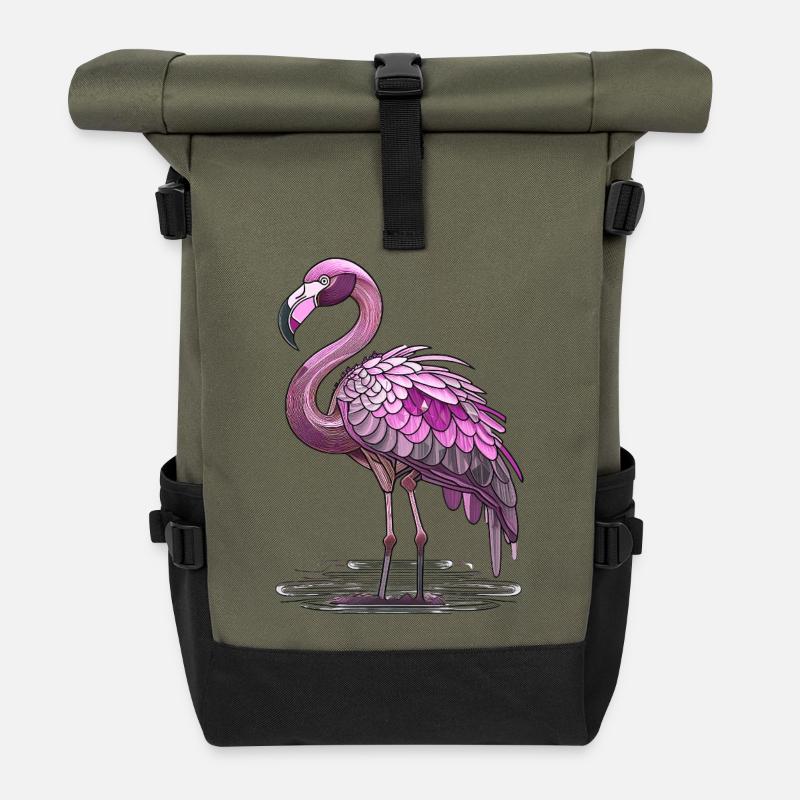Flamant - Sac à dos roll top - olive/noir