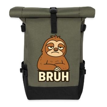 Casual Sloth Expression T-Shirt Design - Roll Top Backpack - olive/black - Front