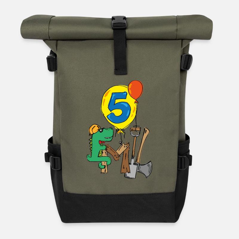 Emil Baustellenkroki feiert 5.Geburtstag  - Rolltop Rucksack - Olive/Schwarz