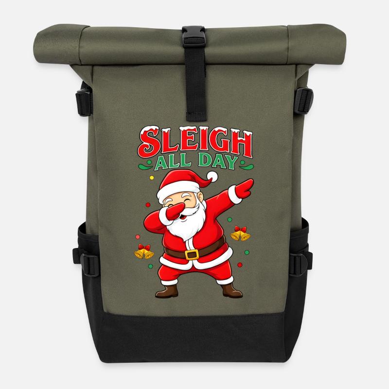 Schlittenpower Santa Dab - Rolltop Rucksack - Olive/Schwarz