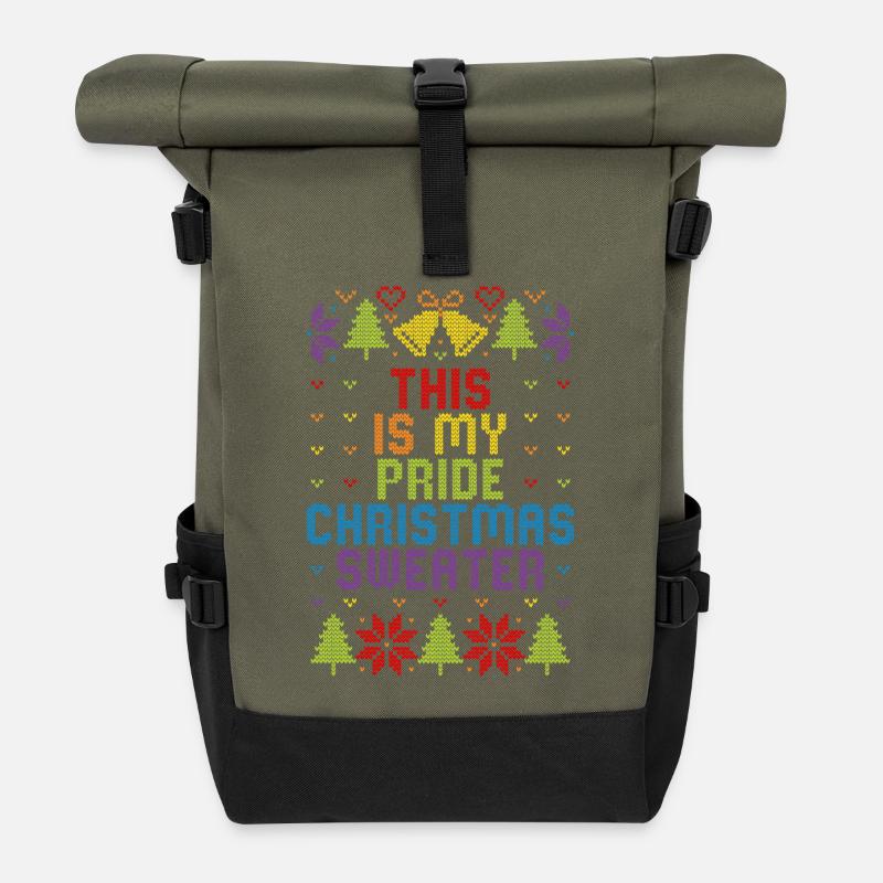 C’est mon pull de Noël Pride Noël moche - Sac à dos roll top - olive/noir
