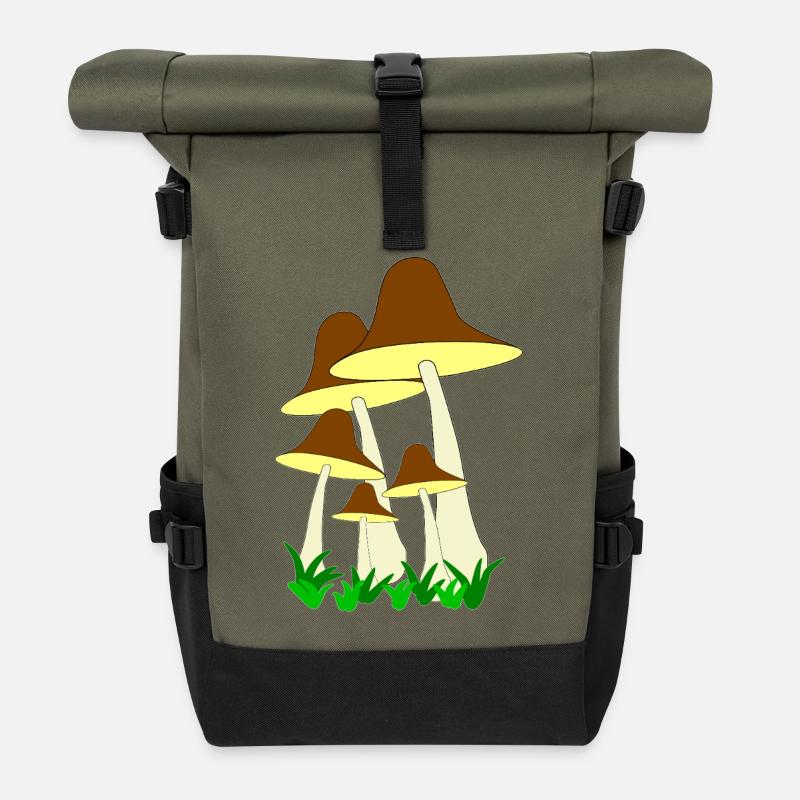 Pilze - Rolltop Rucksack - Olive/Schwarz