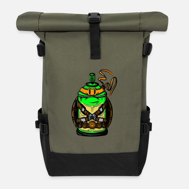 Neon Grün Spraygrenade Outfit - Rolltop Rucksack - Olive/Schwarz