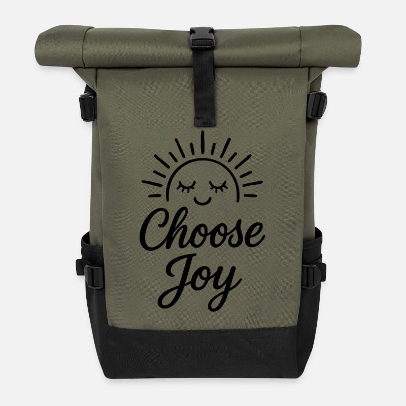 Choose Joy - Rolltop Rucksack - Olive/Schwarz