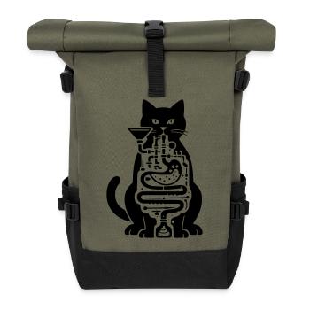 katze verdauung - Rolltop Rucksack - Olive/Schwarz - Vorne