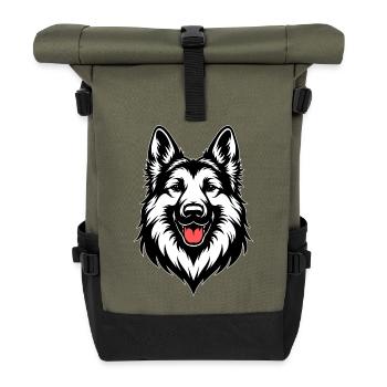 German Shepherd Design - Roll Top Backpack - olive/black - Front