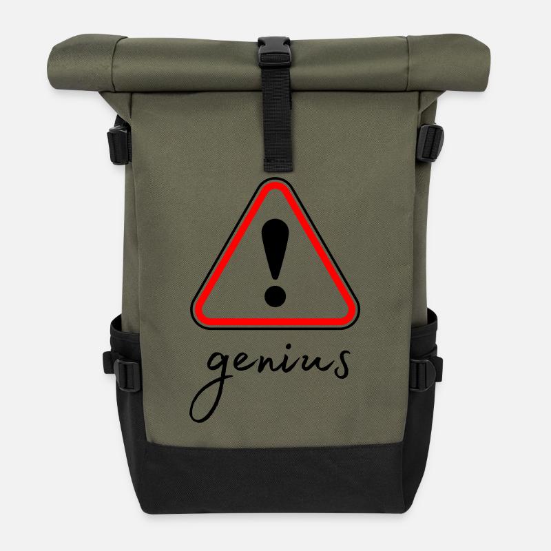 Minimalistisches rotes Dreieck - Rolltop Rucksack - Olive/Schwarz