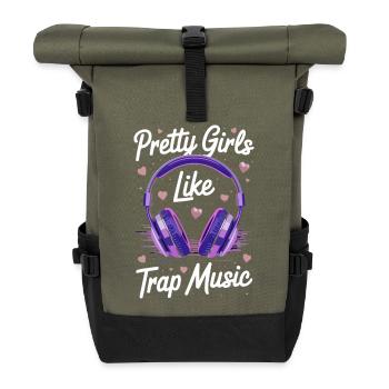 Purple Headphones Heartbeat - Rolltop Rucksack - Olive/Schwarz - Vorne