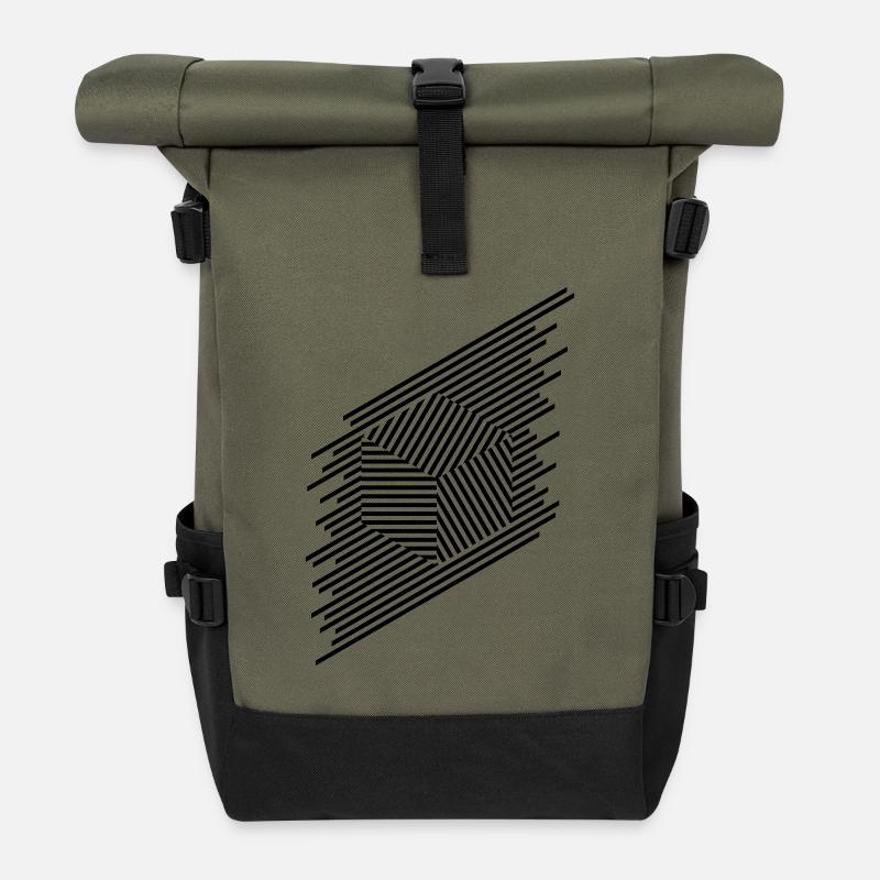 Quader Linien - Rolltop Rucksack - Olive/Schwarz