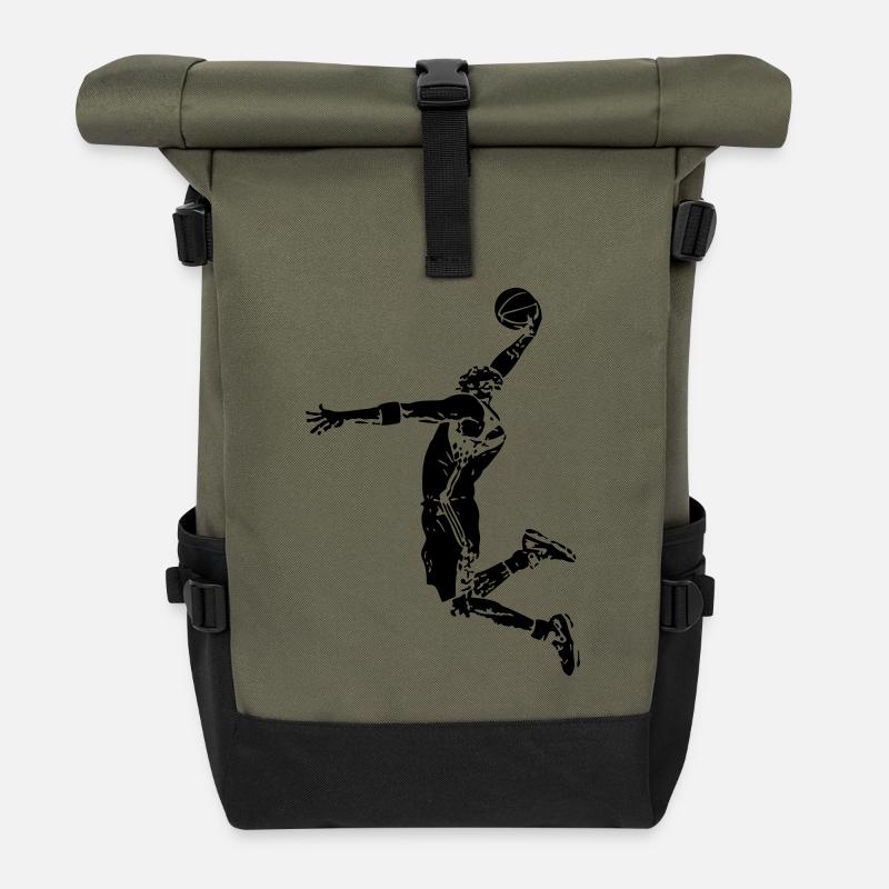 Basketball #11 - Roll Top Backpack - olive/black