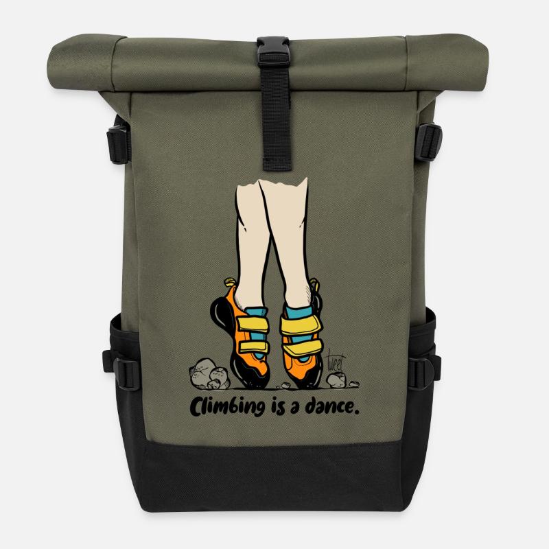 Climbing is a dance - colored - Roll Top Backpack - olive/black