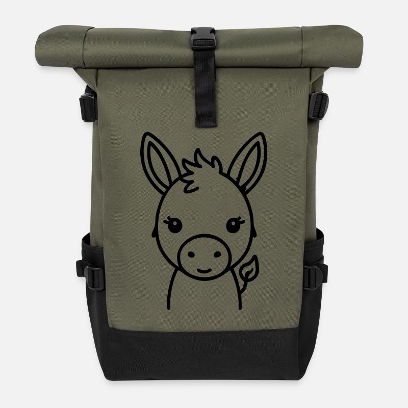 Âne âne - Sac à dos roll top - olive/noir