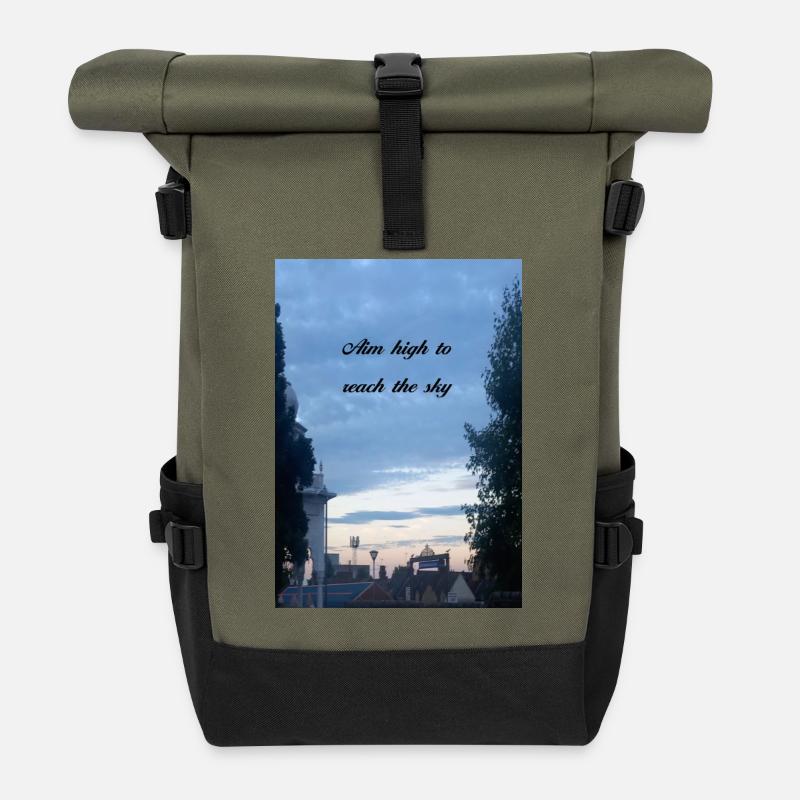 Setze dir hohe Ziele, um den Himmel zu erreichen - Rolltop Rucksack - Olive/Schwarz