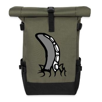 Tentacle Octopus Monster Torn Up Shirt Alien - Roll Top Backpack - olive/black - Front