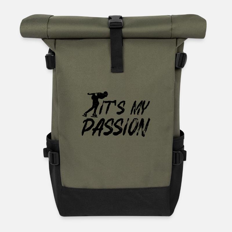 Eisschnellläufer - Rolltop Rucksack - Olive/Schwarz