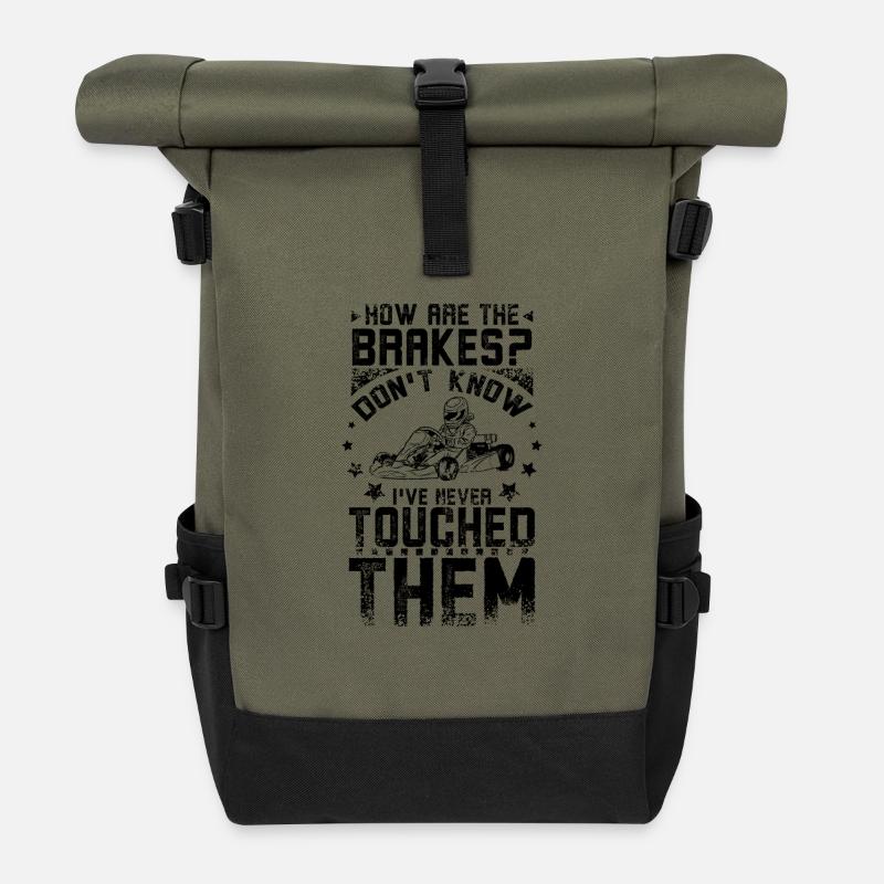 Go Kart never touch the Brakes - Roll Top Backpack - olive/black