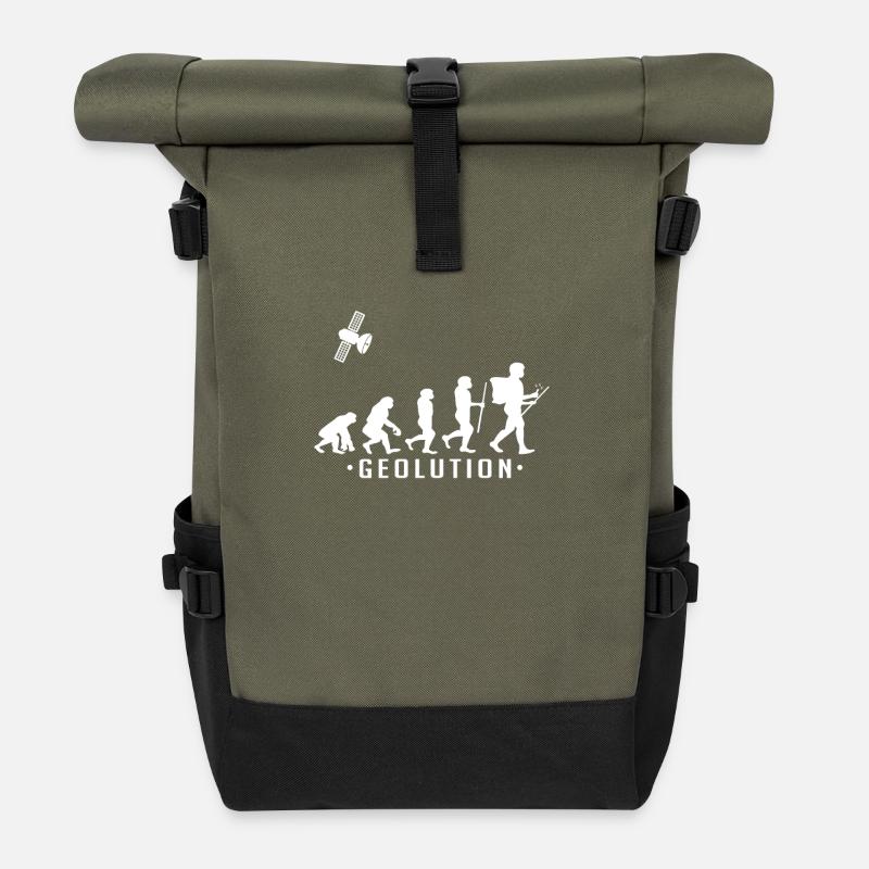 Geocaching evolution Shirt Geolution - Rolltop Rucksack - Olive/Schwarz