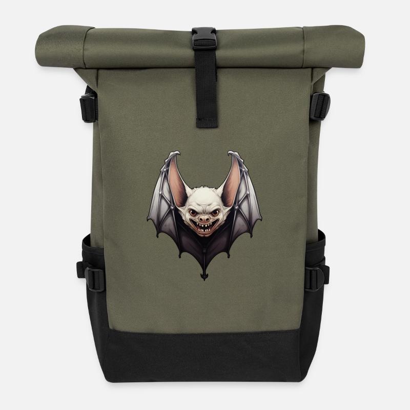 Bat Halloween - Roll Top Backpack - olive/black