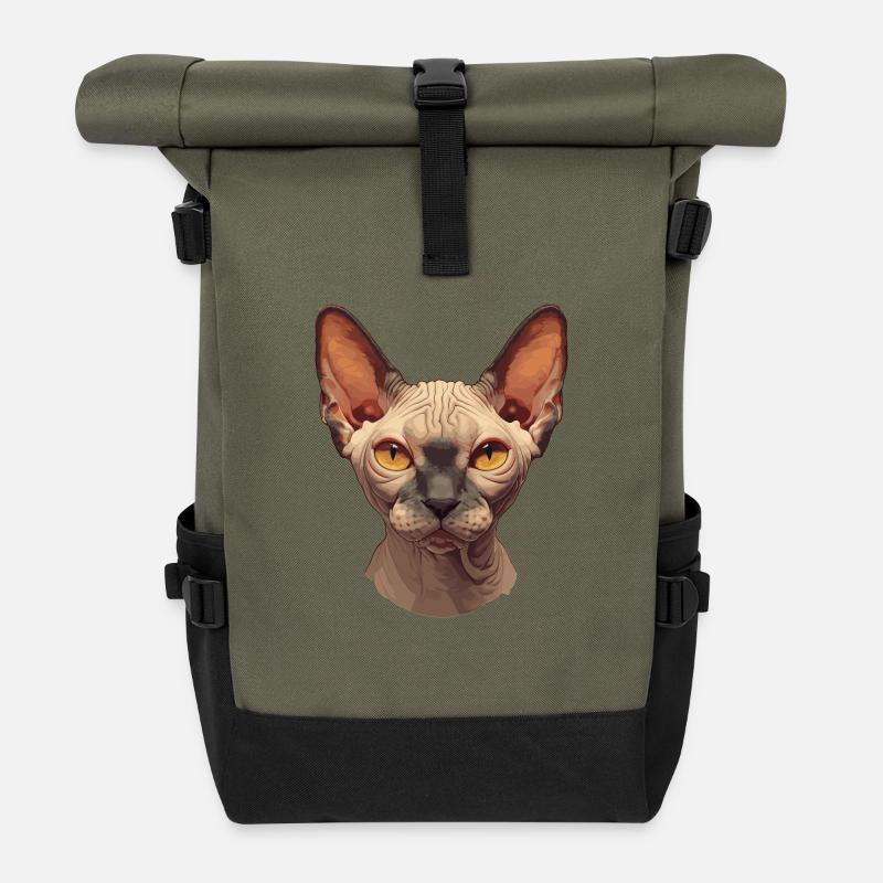 Sphynx Kätzchen Sphynx Katze - Rolltop Rucksack - Olive/Schwarz