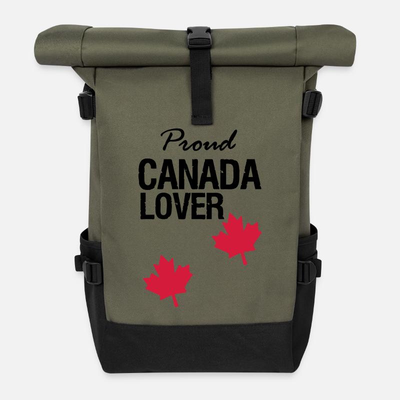 Canada Lover Kanada Land Nordamerika Geschenk - Rolltop Rucksack - Olive/Schwarz