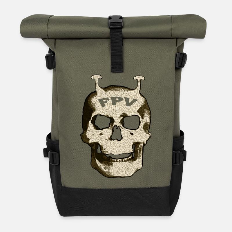 FPV Totenkopf Schaedel - Rolltop Rucksack - Olive/Schwarz