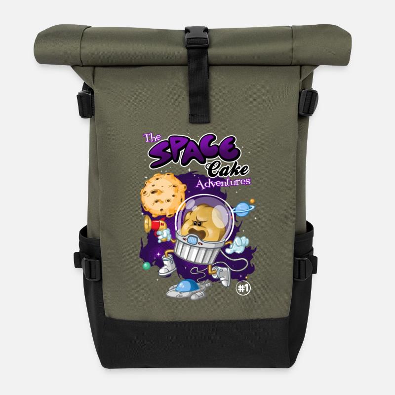 Space cake - Roll Top Backpack - olive/black