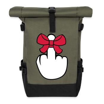 wichser mittelfinger zeigen beleidigen fick dich f - Rolltop Rucksack - Olive/Schwarz - Vorne