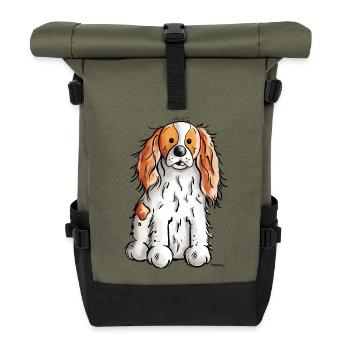 Cavalier King Charles Spaniel - Rolltop Rucksack - Olive/Schwarz - Vorne