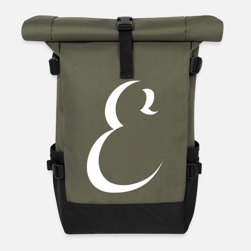 Letter E, Name, der Buchstabe E - Rolltop Rucksack - Olive/Schwarz