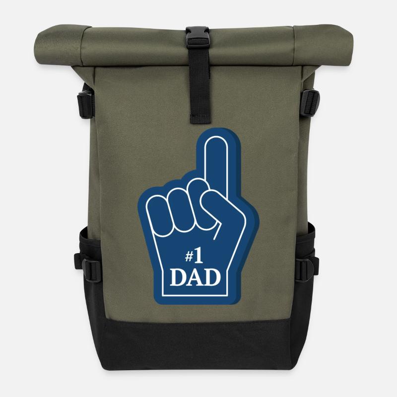 Dad #1 Design - Rolltop Rucksack - Olive/Schwarz