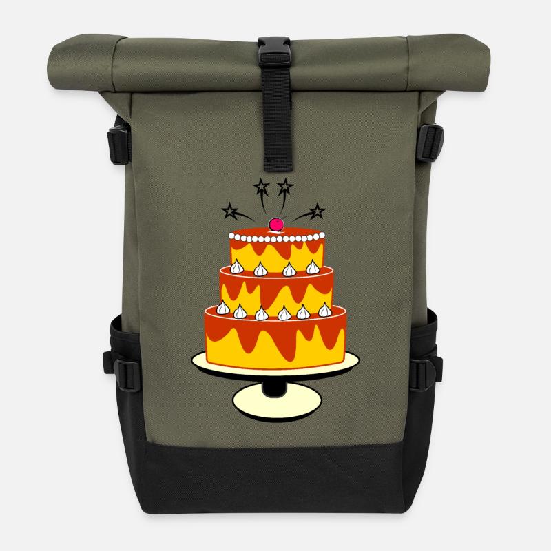 Geburtstagstortenfarbe - Rolltop Rucksack - Olive/Schwarz