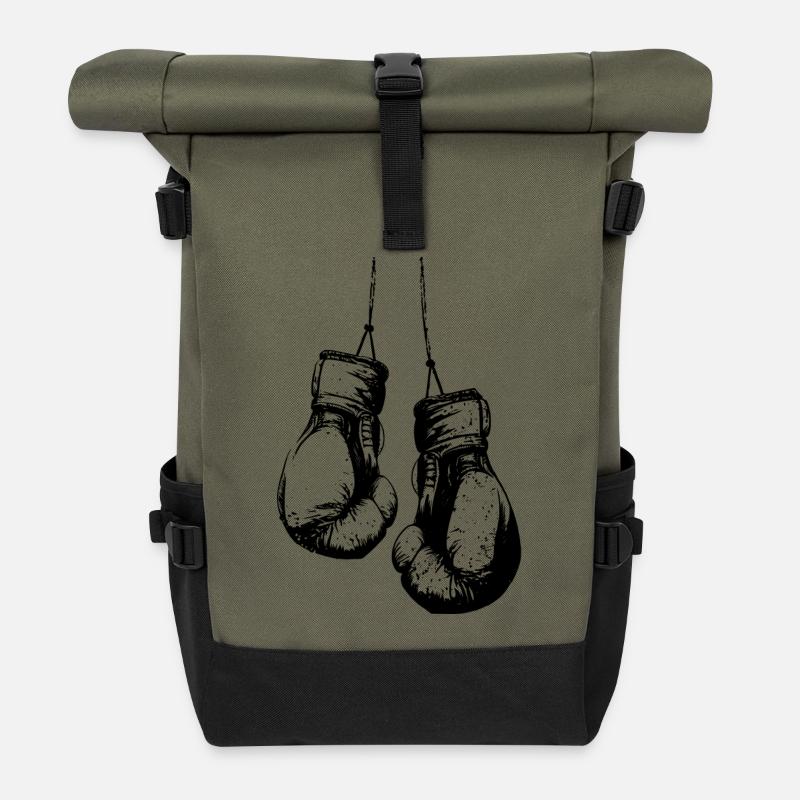 Hanging boxing gloves black - Roll Top Backpack - olive/black