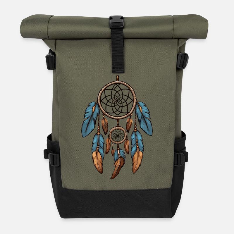 Traumfänger - Rolltop Rucksack - Olive/Schwarz