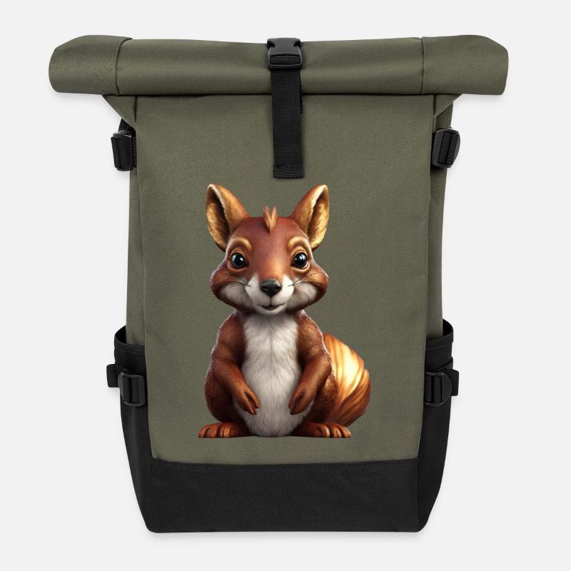 Eichhörnchen - Rolltop Rucksack - Olive/Schwarz