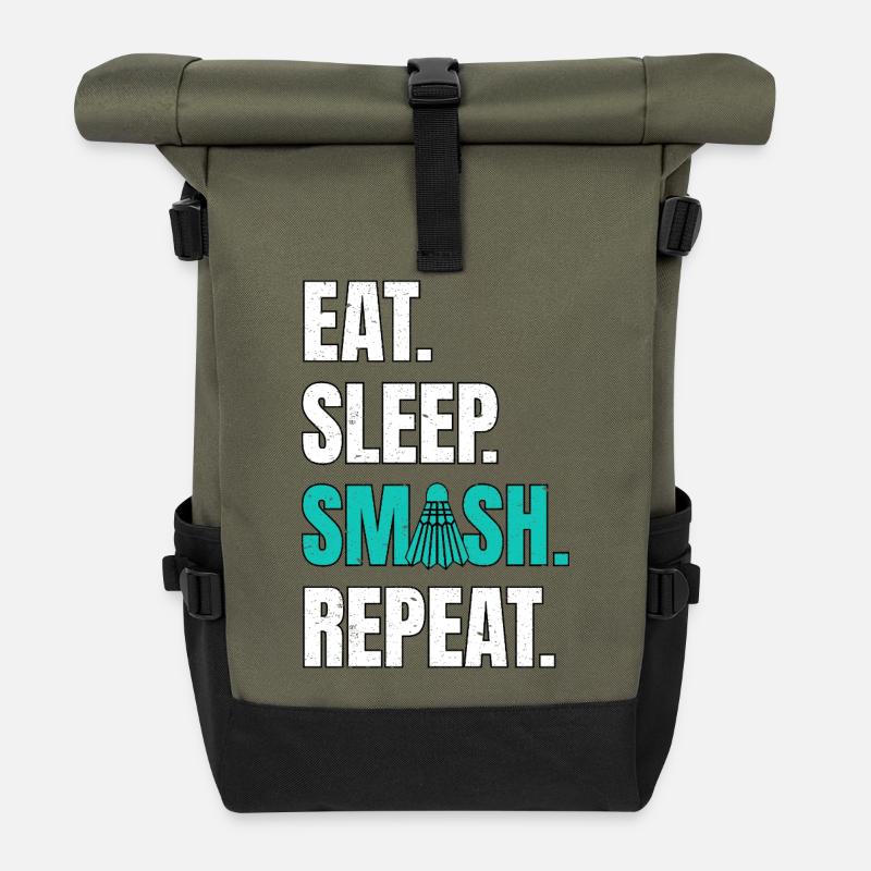 Badminton Manger Dormir Smash Répéter - Sac à dos roll top - olive/noir