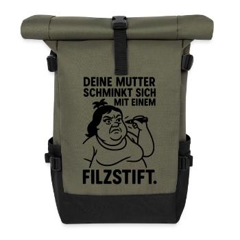 deine mutter witz filzstift schminken - Rolltop Rucksack - Olive/Schwarz - Vorne
