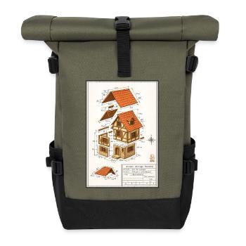 Maison colombages Alsacienne plan architecte  - Sac à dos roll top - olive/noir - Devant