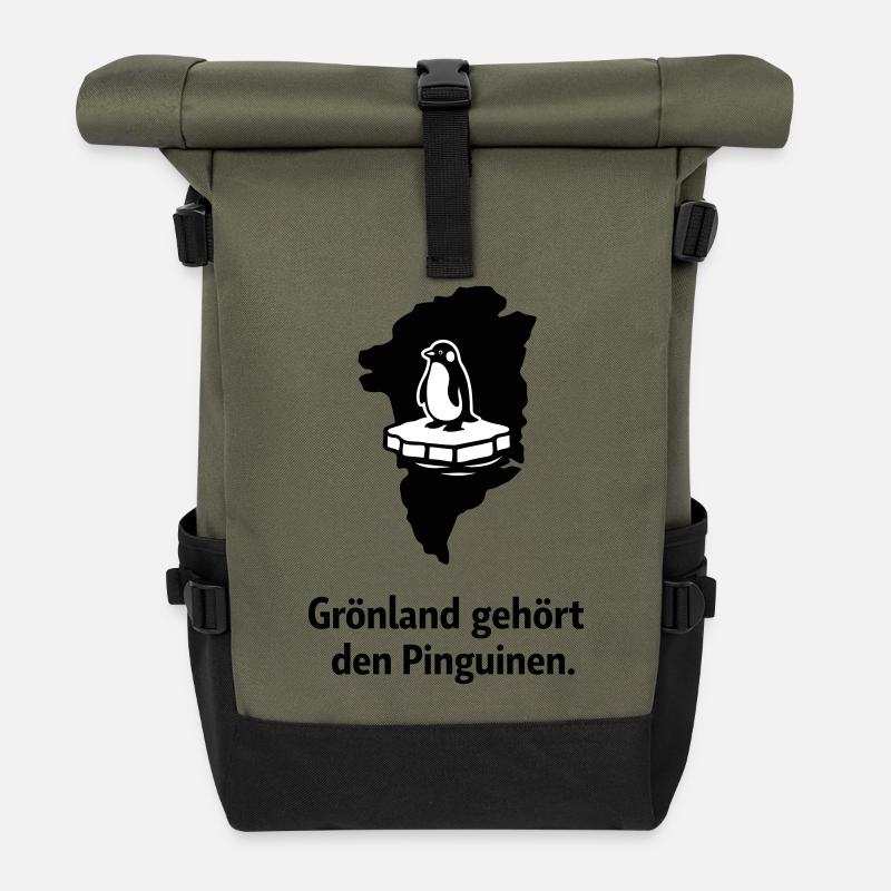 Pinguin auf Grönland-Eis - Roll Top Backpack - olive/black