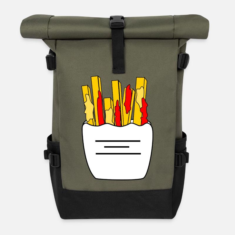 Pommes_Schranke - Roll Top Backpack - olive/black