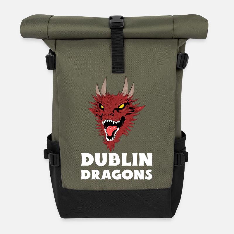 Dublin Dragons Irland - Rolltop Rucksack - Olive/Schwarz
