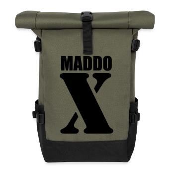 Maddox – Conception du prénom | Typographie minimale - Sac à dos roll top - olive/noir - Devant