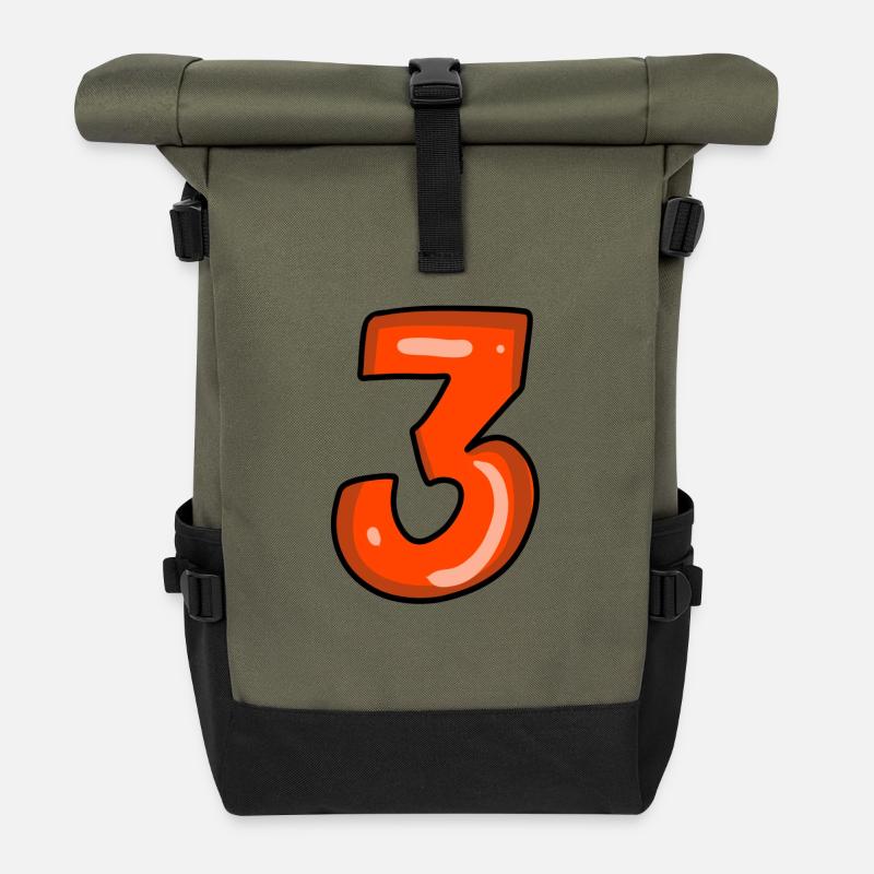 3 rouge - Sac à dos roll top - olive/noir