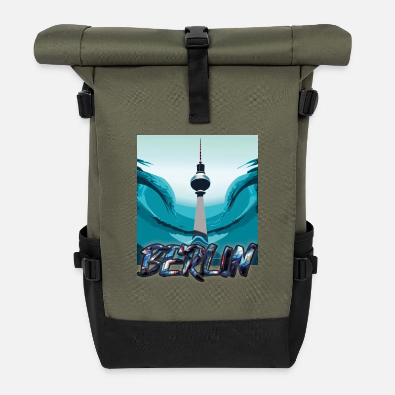 Berlin Wave - Roll Top Backpack - olive/black