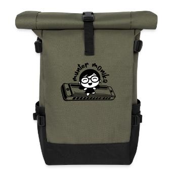 munter monika dancing on the mundharmonika - Rolltop Rucksack - Olive/Schwarz - Vorne