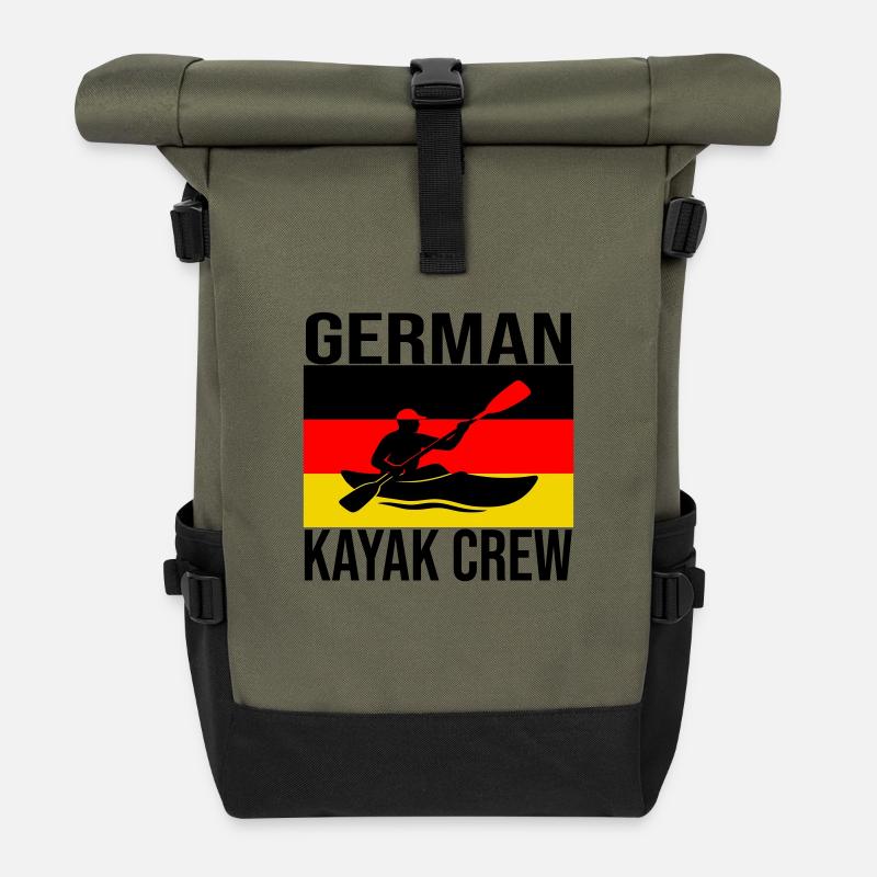 German Kayak Crew – Wildwater Kayak Tee - Roll Top Backpack - olive/black