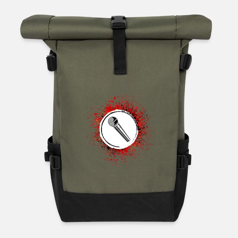 Mikrofon Symbol - Rolltop Rucksack - Olive/Schwarz