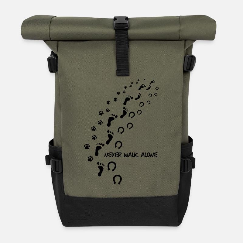 never walk alone hund pferd - Rolltop Rucksack - Olive/Schwarz