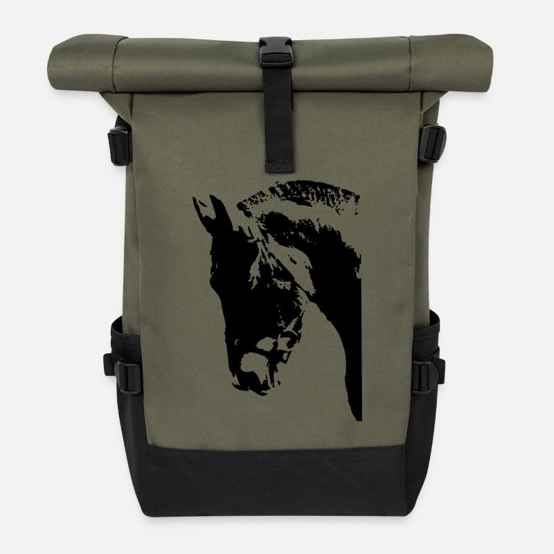 Pferd - Rolltop Rucksack - Olive/Schwarz